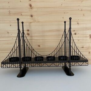 Black Metal Suspension Bridge Candle Holder 6 Votive Tea Light Centerpiece Decor
